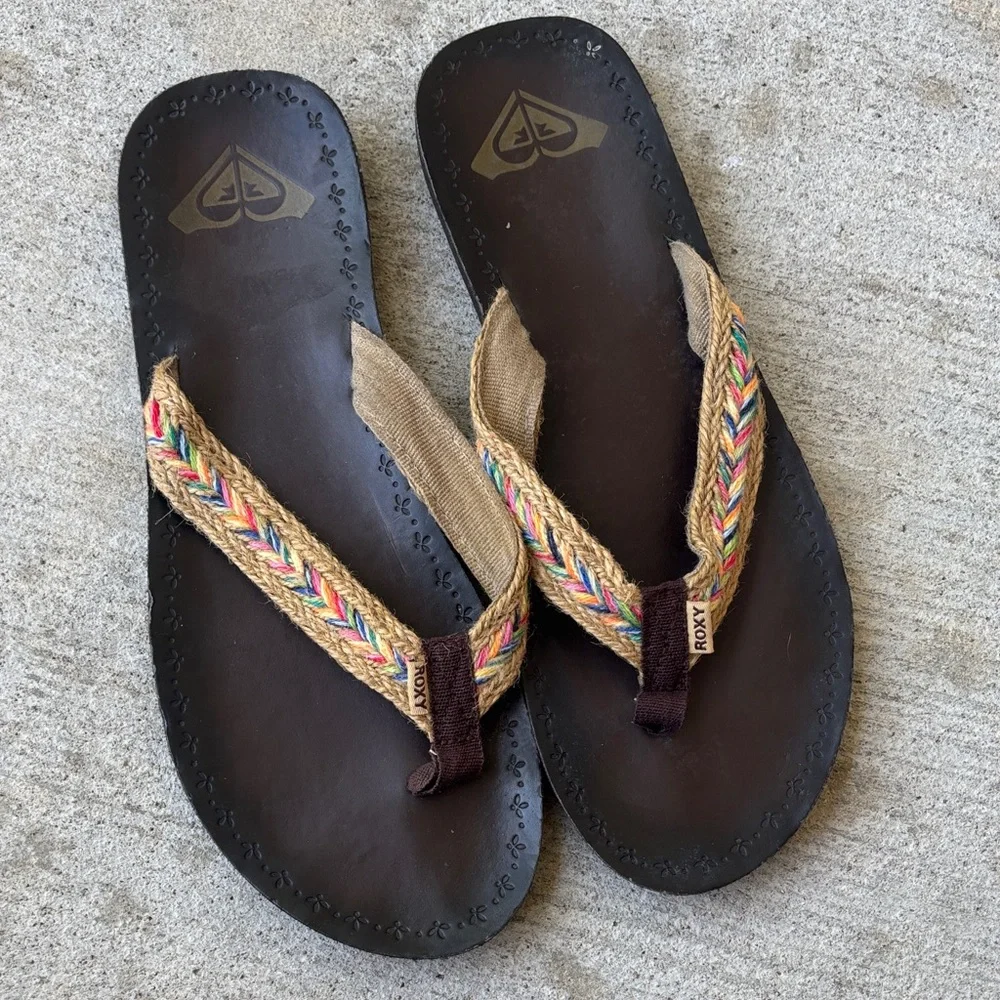Roxy Sandals with Colorful Woven Aztec Straps
